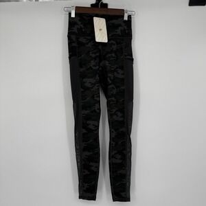 NWT Fabletics Mila High-Waisted Pocket Leggings Camo Gray Mesh XXS/0-2 Powerhold